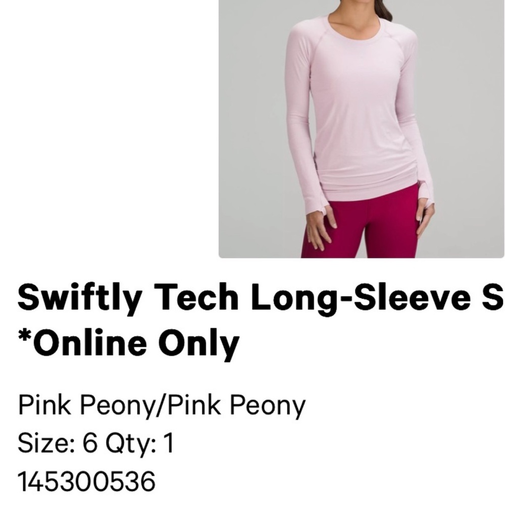 Lululemon Swiftly Tech Long-Sleeve Shirt - Pink Peony
